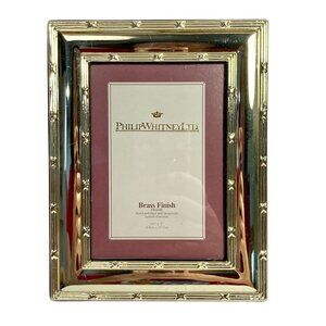 Vintage MCM Philip Whitney Gold Shiny Brass Photo Picture Frame 3.5X5" 5X6.5"